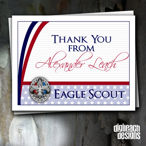 Eagle Scout Court of Honor Thank You Note Stars and Curves