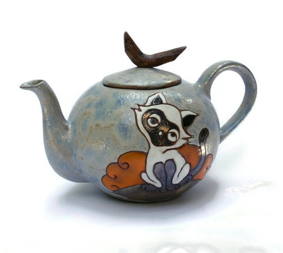 Teapot Cat Ceramic Teapot Pottery Teapot Clay Teapot