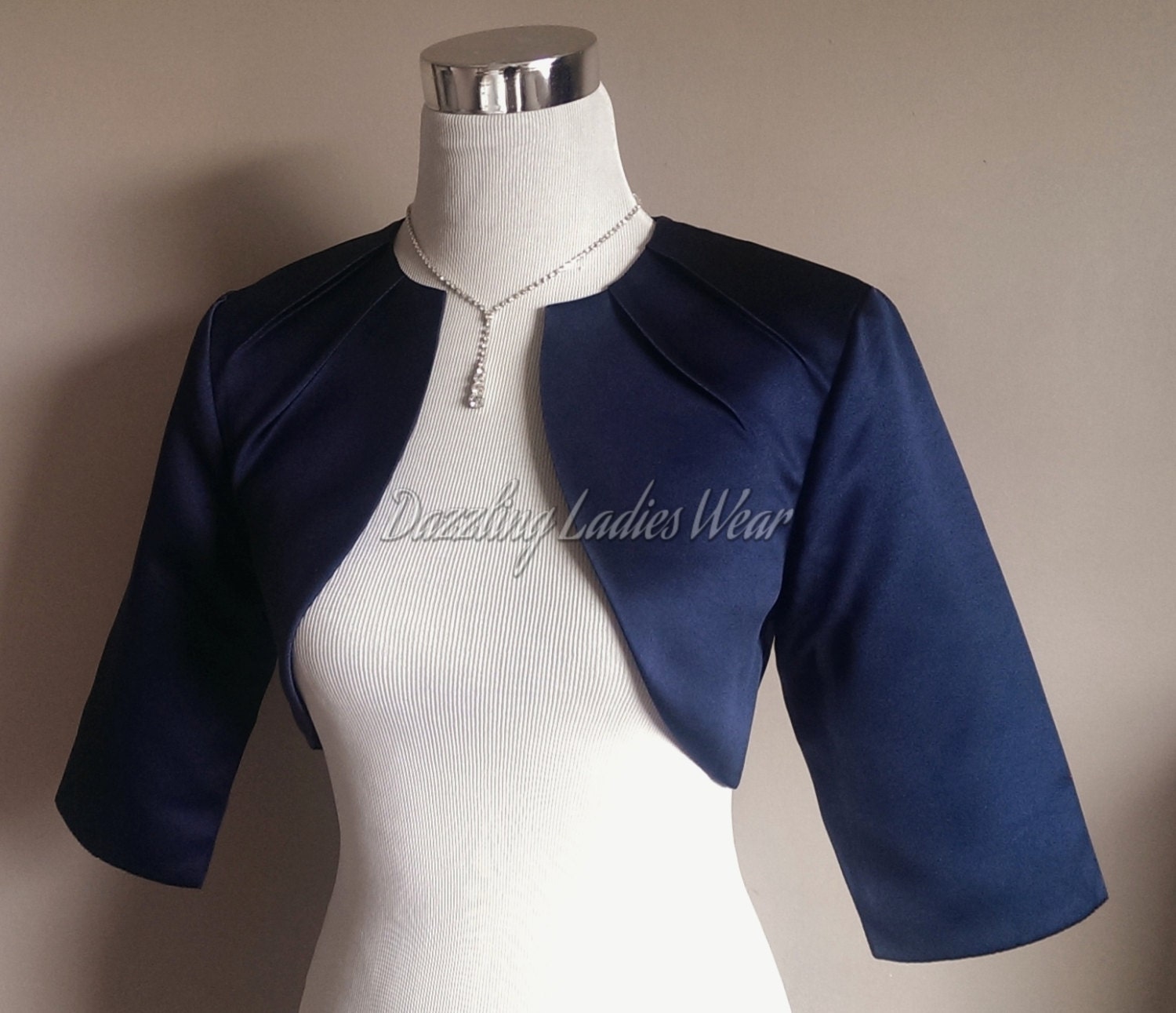 Dark Blue Satin Bolero Fully Lined UK 4-26/US 1-22