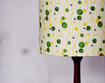 Retro lampshade, lamp shade, desk lamp, handmade lamp shade, custom lamp shade, geometric, green decor, mid century modern, drum lamp shade