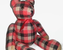 buffalo plaid stuffed bear