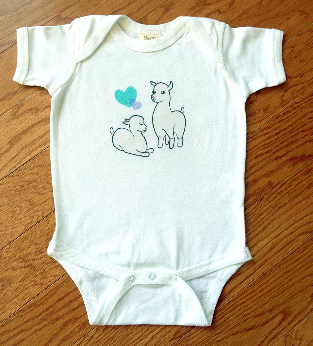 Baby Llama Organic Cotton Onesie by OrangeSodaBaby on Etsy