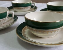 Lot De 4 Tasses à Thé Sarreguemines Japon – Vintage Années 1920-1940 + Soucoupes