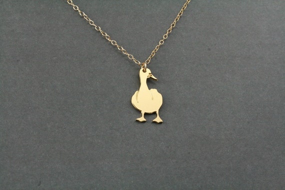 goose necklace golden goose necklace cute by BonnyRabbitBoutique