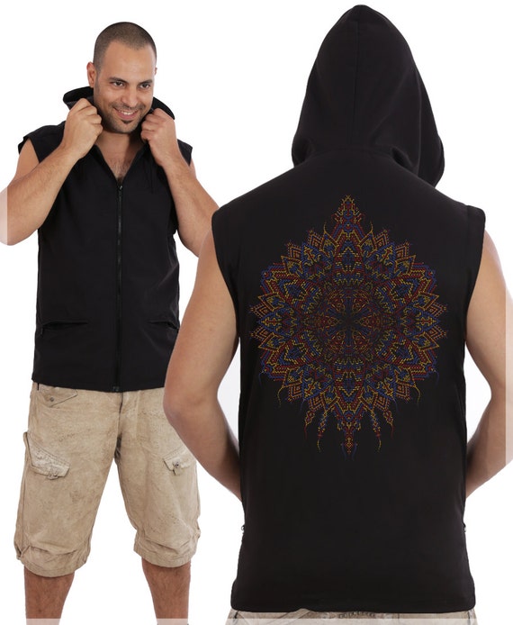 SALE 15 OFF Vest Mens Hood Vest Black Vest Hooded by IIISOLIII