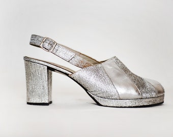silver disco heels