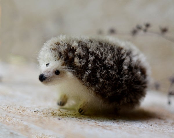 Hedgehog stuffed animal sculpture OOAK art doll plush toy