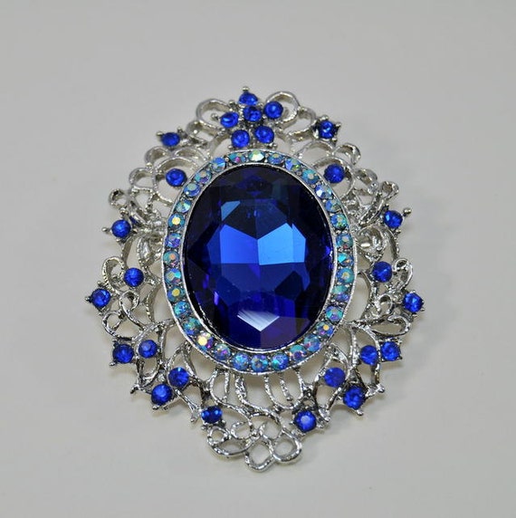 50% OFF 1 Pc Royal Blue Crystal rhinestone Brooch Sapphire