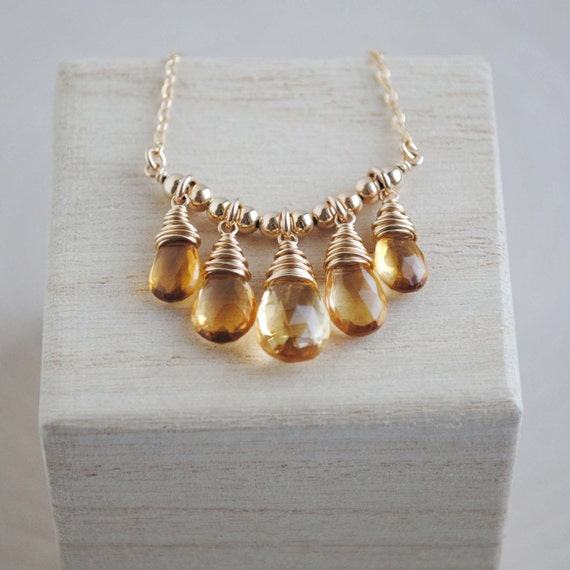 Citrine Necklace Gold Citrine Necklace Citrine Jewelry