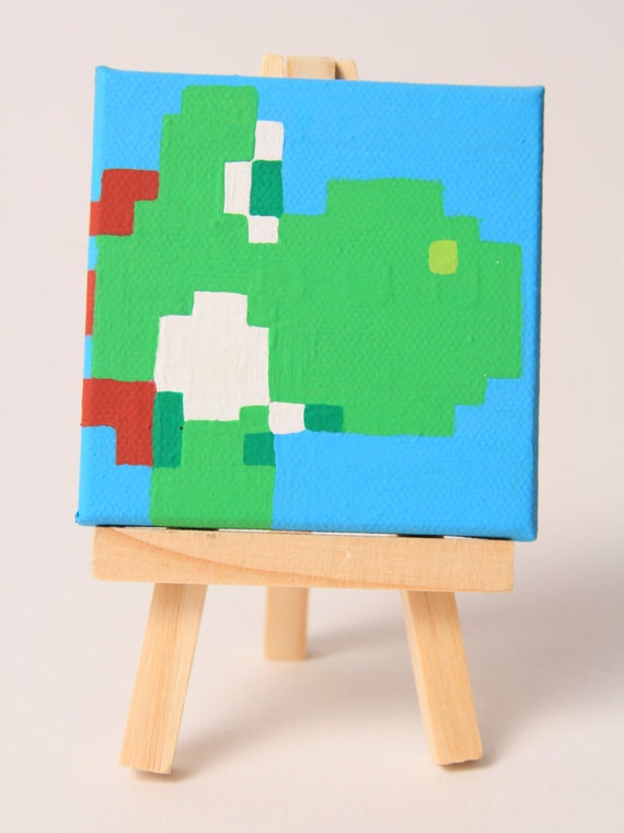 3x3 Mini Canvas Yoshi Nintendo NES Super by MiniCanvasLand on Etsy