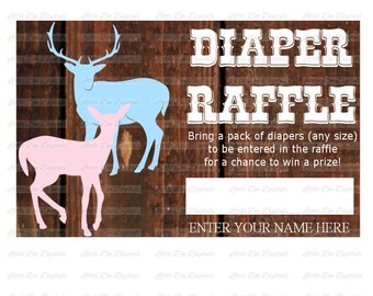 Buck or Doe Gender Reveal Diaper Raffle Printable Tickets - Instant Download