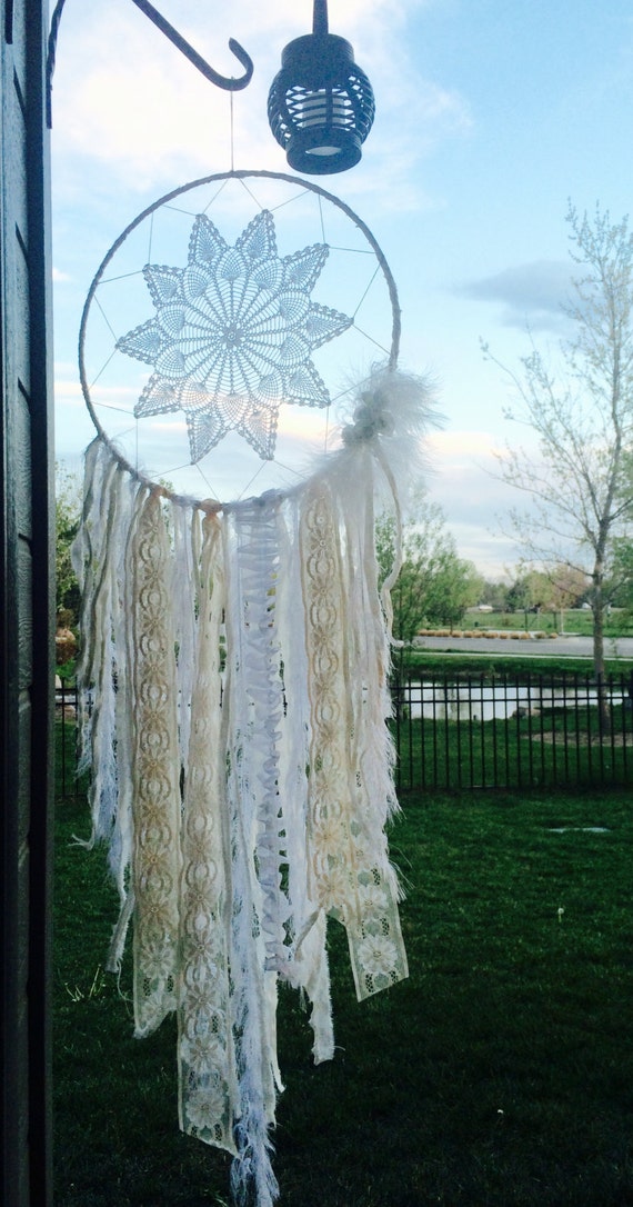Large White Dream Catcher Doily Dream Catcher White Roses