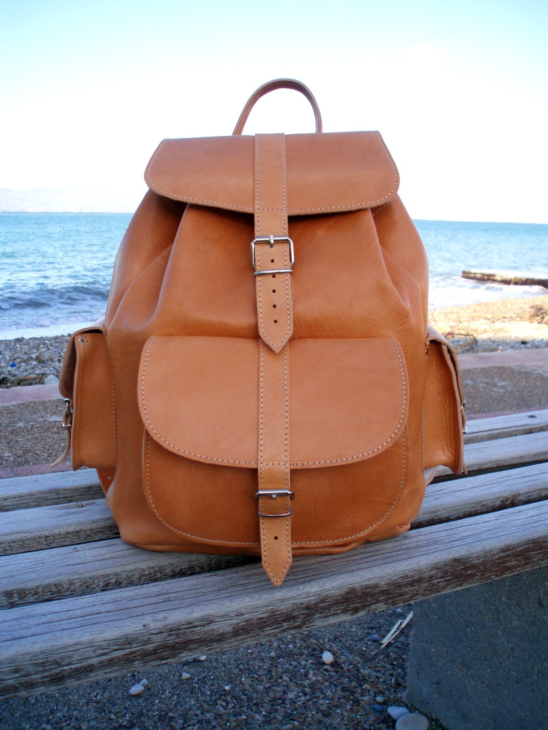 Extra Large Leather Backpack Handmade shoulder bag Womens