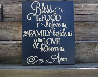 Bless the food before us sign-dining room wall decor-dining room signs-kitchen wall decor-kitchen signs-bless this food-wall prayer sign