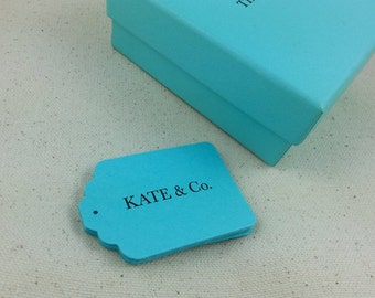 20 Custom ROBIN EGG BLUE Gift Tags, Price Tags, Die Cuts, 2.25X1.5, Scrapbook, Decorations, Wedding, Showers, Personalized, Breakfast at