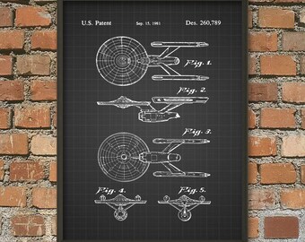 Star Trek USS Enterprise Patent Print - Constitution Class Starship - Star Trek Patent Wall Art Poster 2