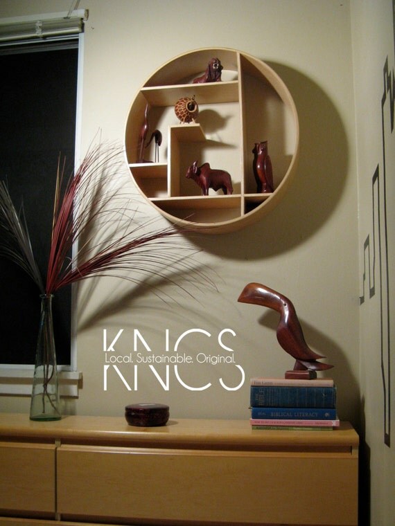 Round Shelving Unit Reclaimed Wood Shelf Wall by KNCustomShelving