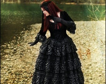 Black Countess Gown by Kambriel - Enchanting Dark Fairytale - Couture Designer Sample - Brand New & Ready to Ship