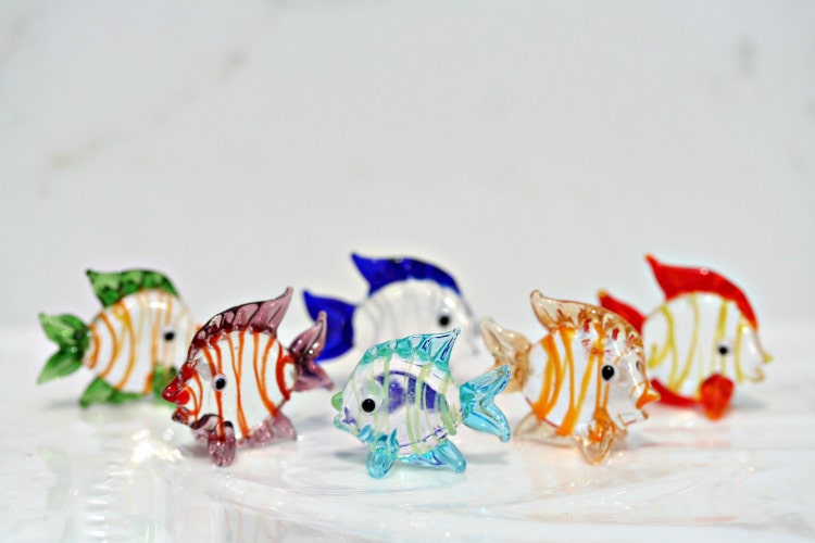 Glass Fish Set Of 6 Fish Figurines Fish Tank by FestivalReGlass