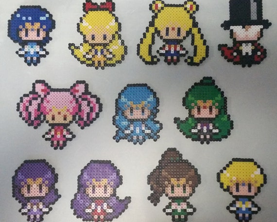 8 Bit Sailor Scouts with Sign Stands Sailor Moon by Funmono714