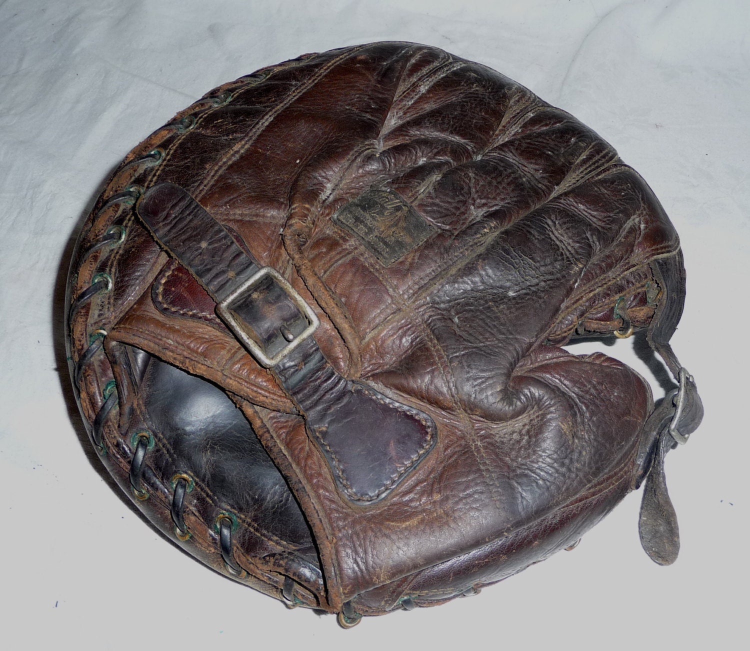 Catcher mitt baseball glove Antique leather glove by Barndoorfinds