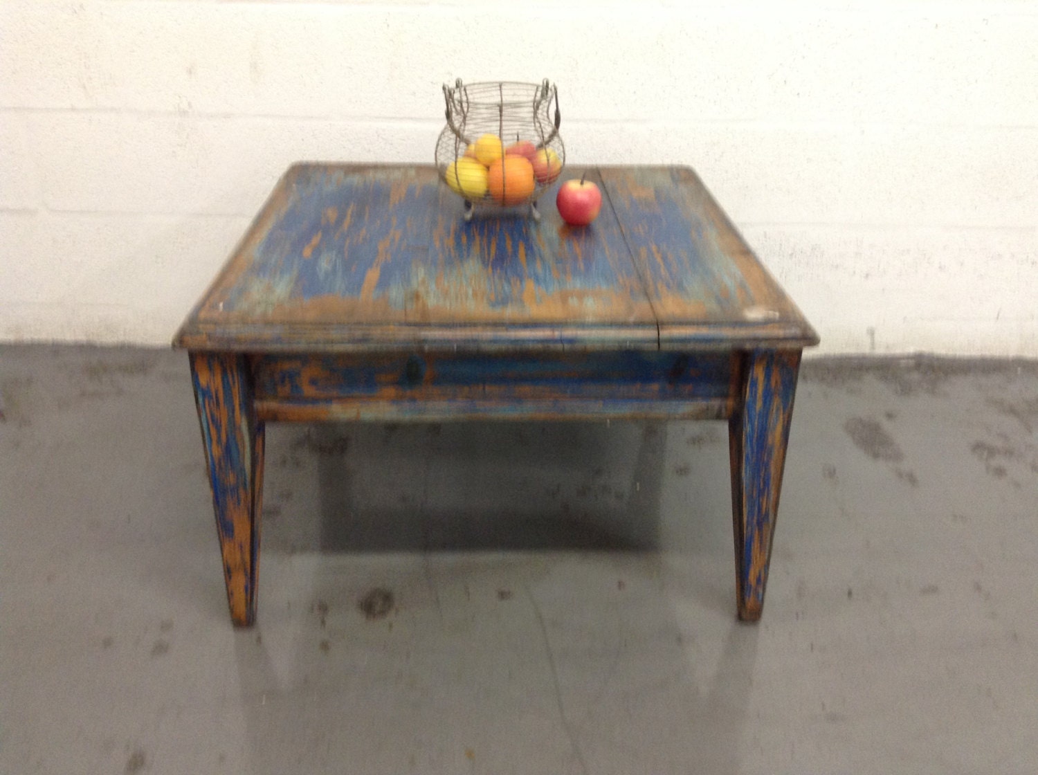 Vintage Distress Wooden Square Coffee Table Rustic by CENTURYBRASS