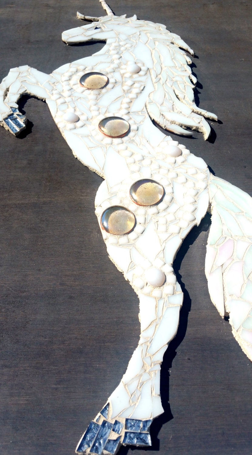 Whimsical Unicorn Wall Art Large Stained Glass by SamahStudios