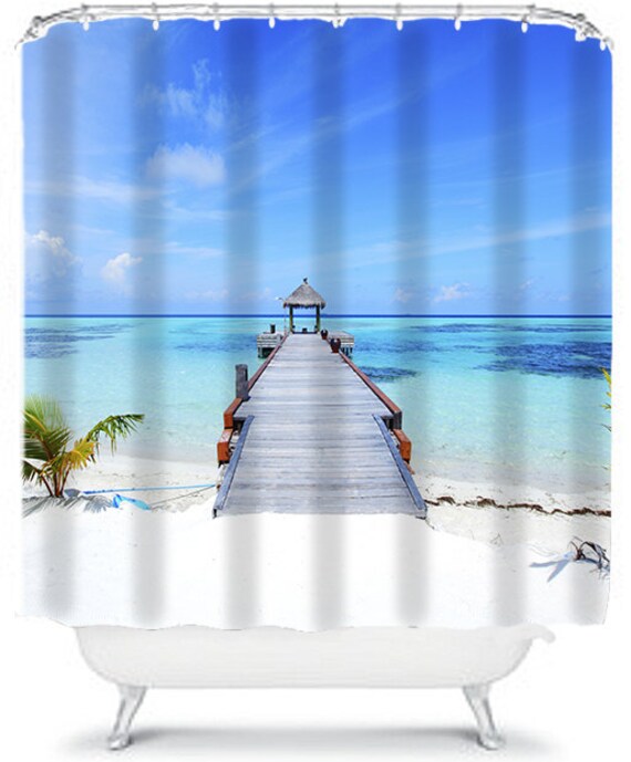 Tropical Shower Curtain Ocean Pier Home Decor by DesignyLand