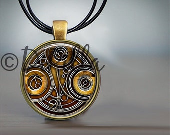Dr Who Time Lord Gallifreyan Pendant with Leather Cord and Choice of Colors