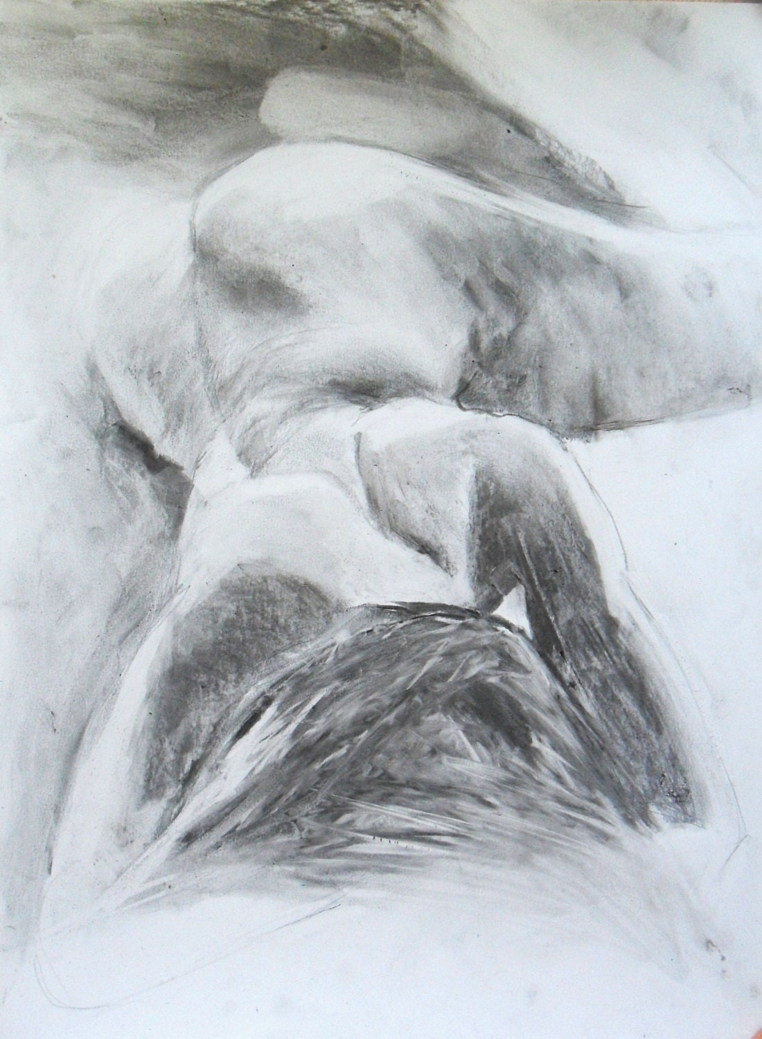 mujer mujer desnuda lápiz carbón 11.8x15.8inches los 30x40cm