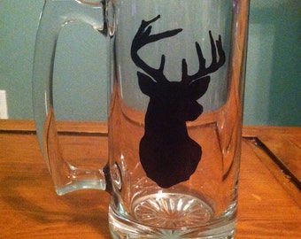 Hunting beer mug Custom beer mug with deer head Hunting gifts for men Gifts for hunters Christmas gifts for boyfriend, Husband Hunting theme