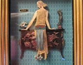 Framed 3-D Decoupage Artwork Lady With Bombay Chest by Brooke Tucker Framed 3-D Decoupage Artwork Lady With Bombay Chest by Brooke Tucker