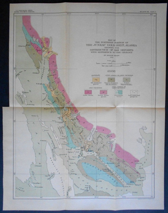 1912 Juneau Gold Belt Alaska Northern Portion AK.