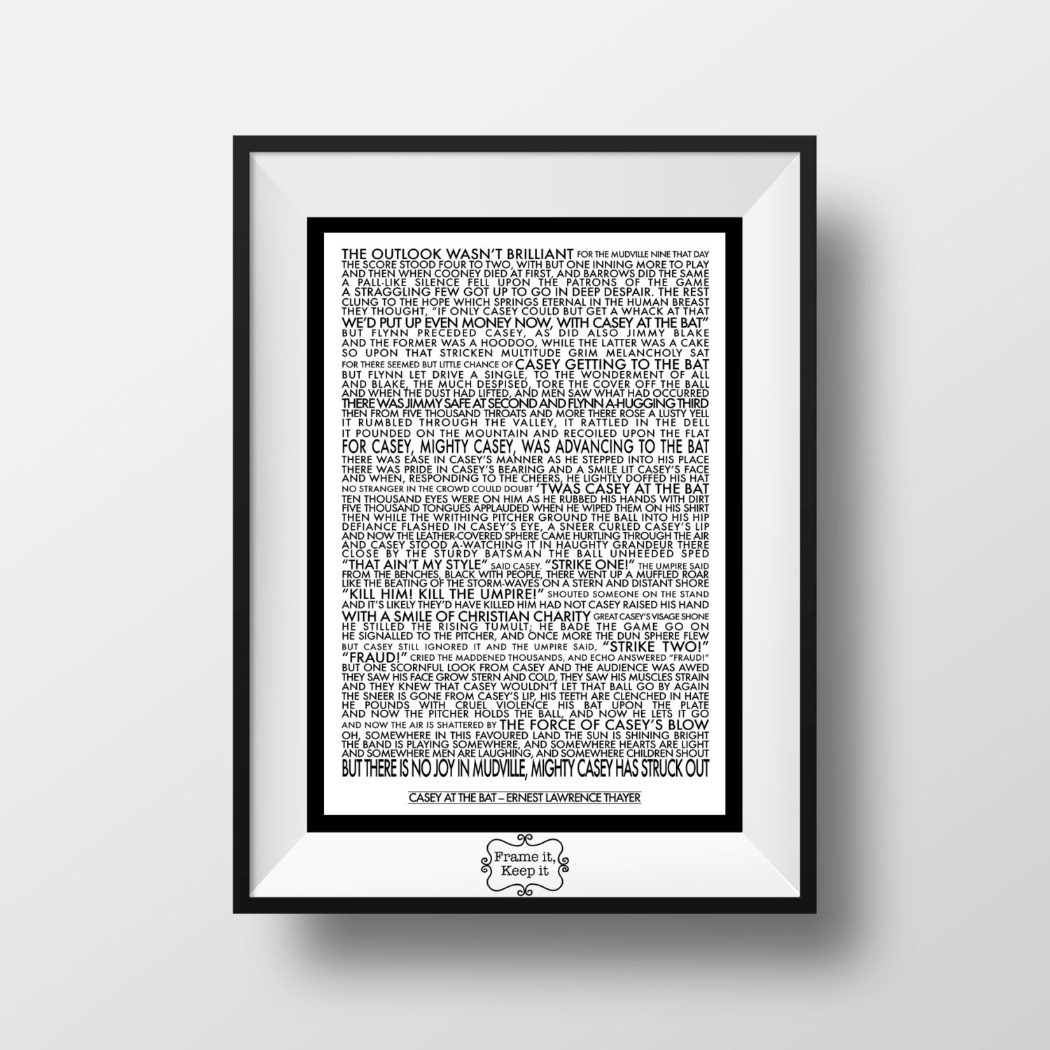 Casey at the Bat Poem Perfect gift for Baseball by FrameitKeepit