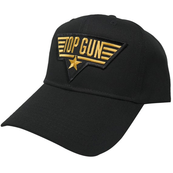 TOP GUN Embroidered Iron On Patch Snapback Cap Black by armycrew