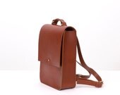 Emma - Boxy Tan Leather Backpack