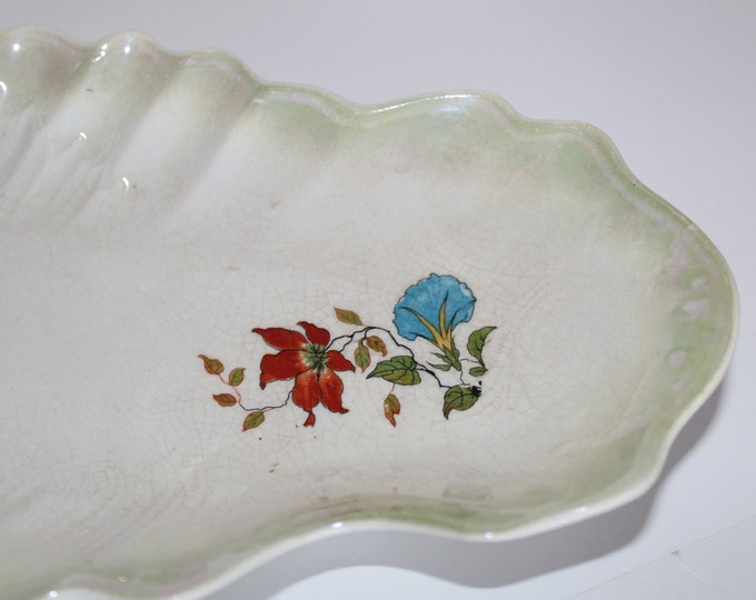 Serving Tray with Painted Flowers