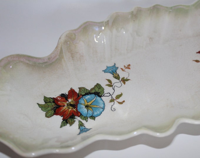 Serving Tray with Painted Flowers