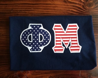 America Phi Mu Stitched Lettered shirt