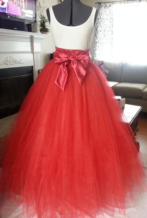 Custom Made Adult Red Tutu Style Skirt Floor by JoanneHandmade
