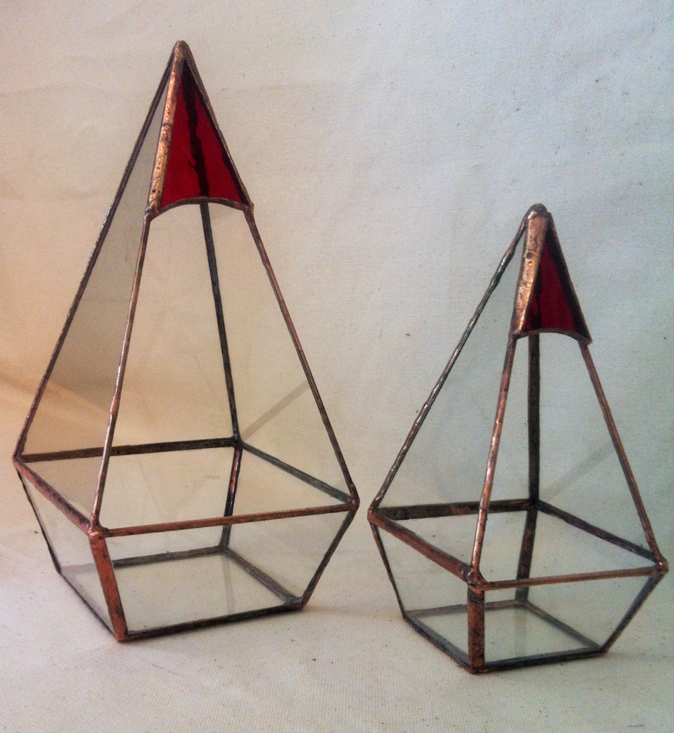 pyramid terrarium candle holder geometric by AugustGlassDesigns