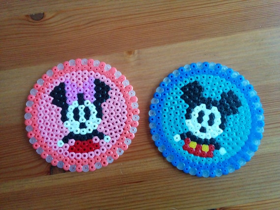 Items similar to Disney coasters, Mickey & Minnie Mouse. Handmade. Hama ...