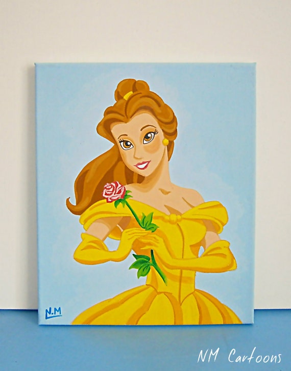 Belle Disney Princess Canvas Acrylic Painting for Kids Rooms