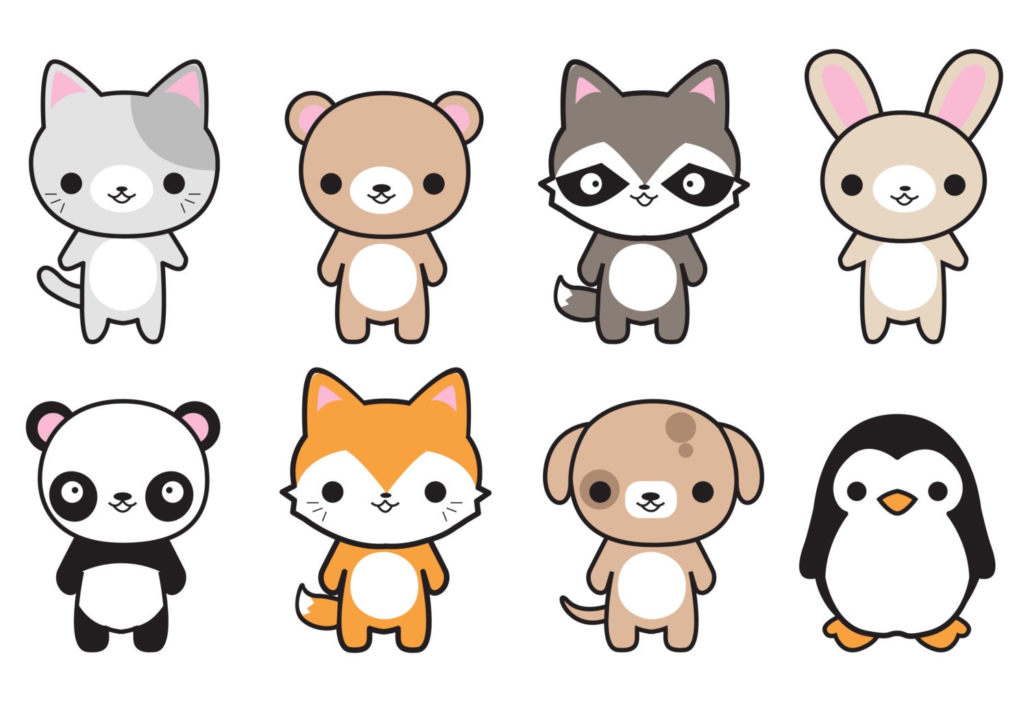 2 draw how cats cartoon Premium  Animals Vector  Cute Clipart Kawaii  Animals