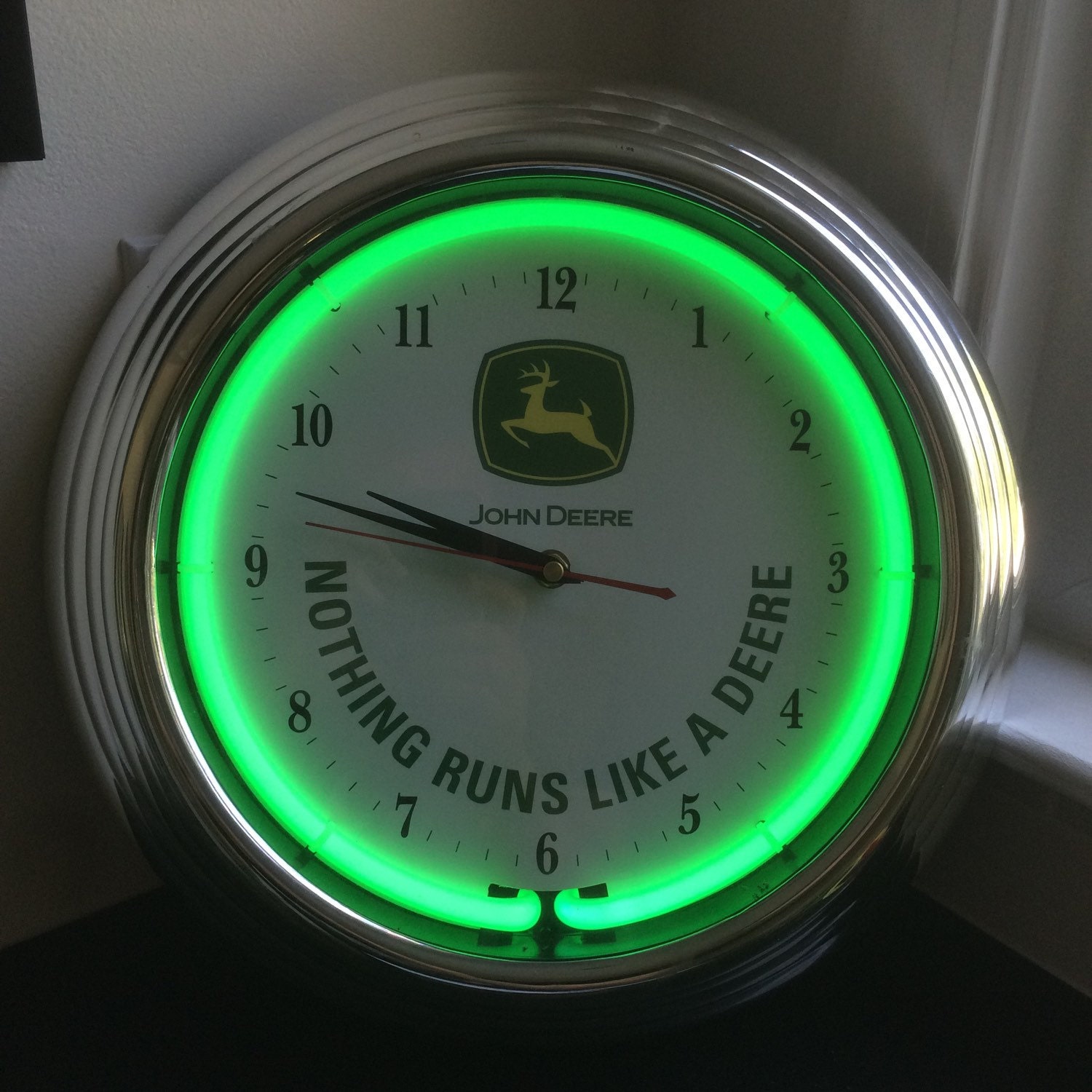 Retro Repop John Deere 14 Neon Clock in very good