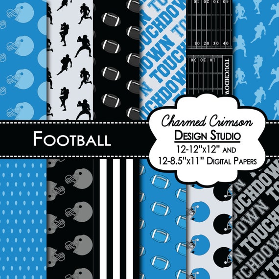 Blue Digital Paper Football Digital Paper Black By CharmedCrimson