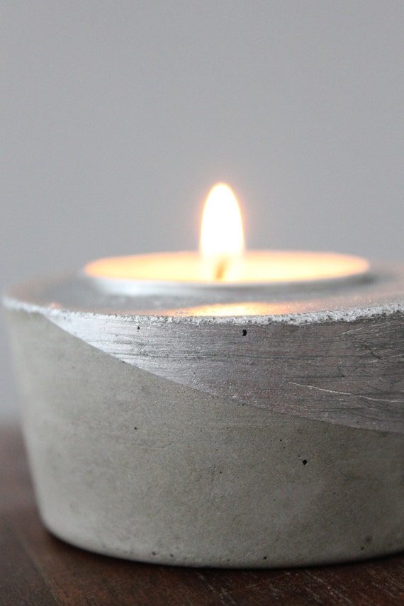 Items similar to Concrete tea light holders with geometric designs on Etsy