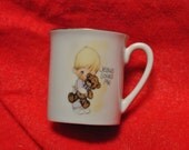 JESUS Loves Me PRECIOUS Moments Small 1978 Cup Boy with Teddy Bear