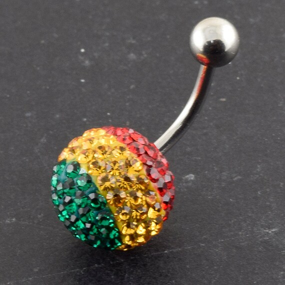 Crystal stone Jeweled Navel Belly Button Ring by ReshArt on Etsy