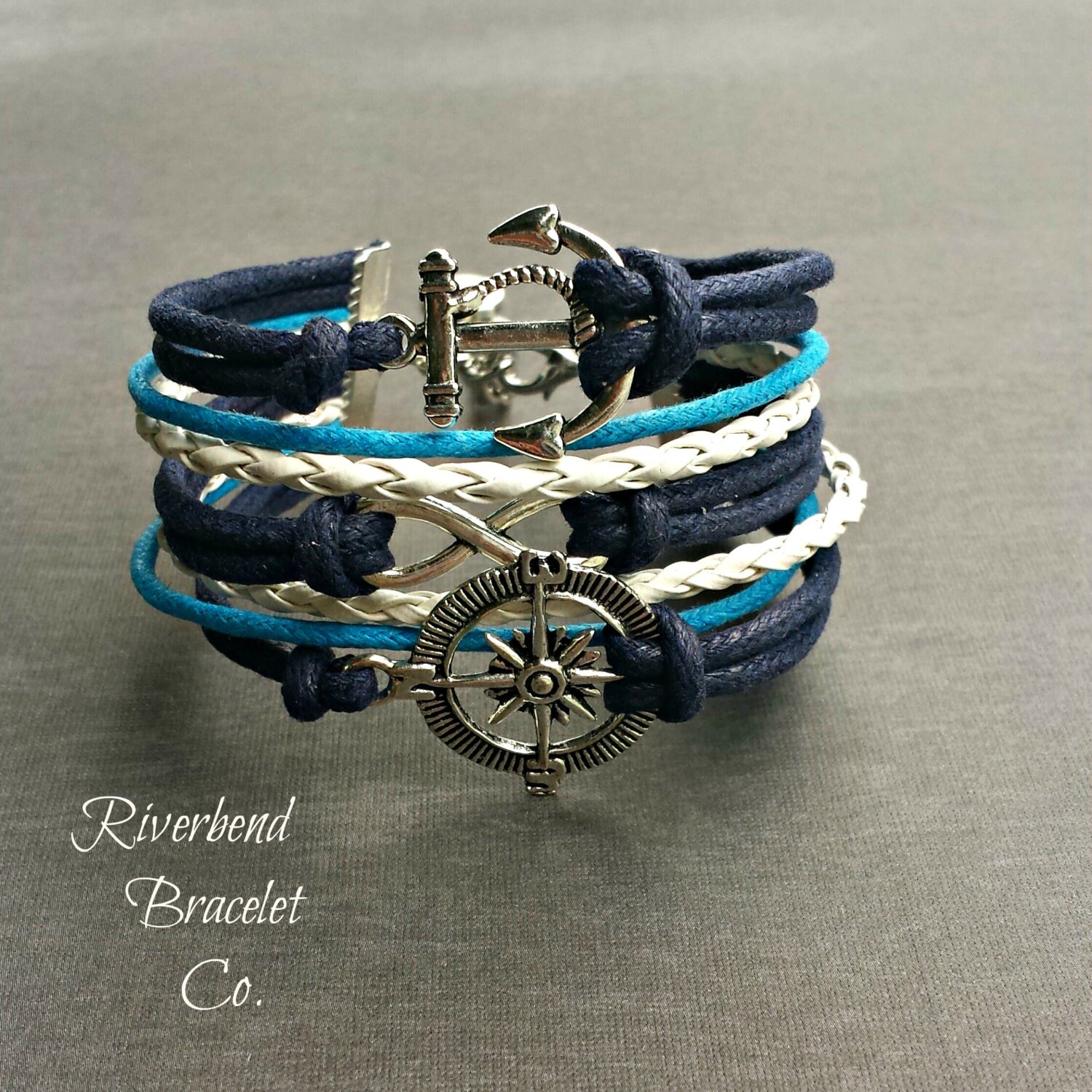 Nautical Jewelry Nautical Bracelet Silver by RiverbendBraceletCo